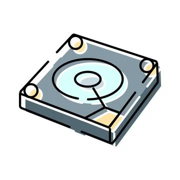 Hard disk drive data storage technology icon Stock Illustration