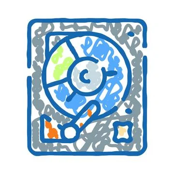 Hard disk drive doodle icon data storage イラスト素材