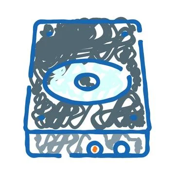 Hard disk drive doodle icon illustrating digital data storage Stockillustratie