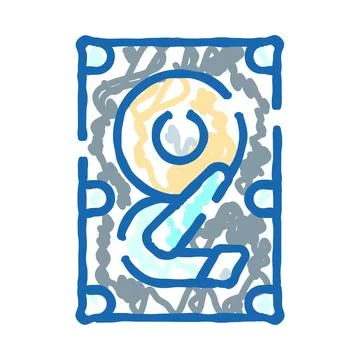 Hard disk drive doodle icon digital storage Stock Illustration