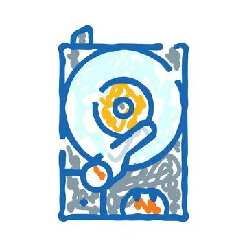 Hard disk drive doodle storing digital data イラスト素材