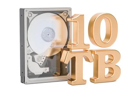 Hard Disk Drive (HDD), 10 TB. 3D rendering Illustrazione stock