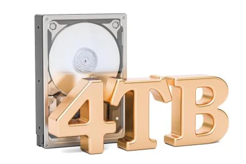 Hard Disk Drive (HDD), 4 TB. 3D rendering Illustrazione stock