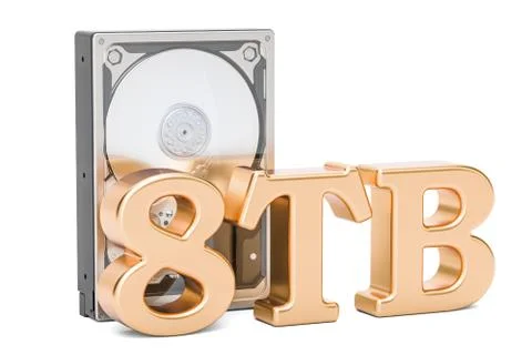 Hard Disk Drive (HDD), 8 TB. 3D rendering Illustrazione stock