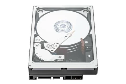 Hard Disk Drive (HDD) closeup, 3D rendering Stock Illustration