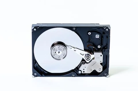Hard disk drive HDD of different size isolated on white. Stock Photos