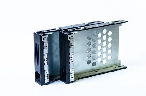 Hard disk drive HDD of different size isolated on white. Stock Photos