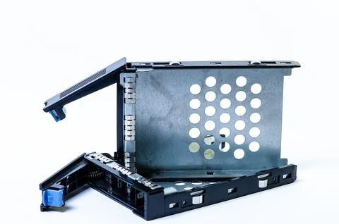 Hard disk drive HDD of different size isolated on white. Stock Photos