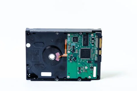 Hard disk drive HDD of different size isolated on white. Stock Photos