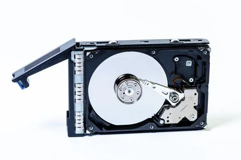 Hard disk drive HDD of different size isolated on white. Stock Photos
