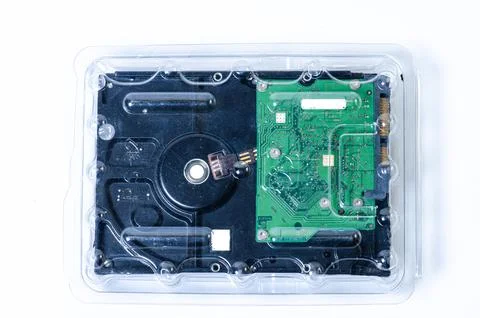 Hard disk drive HDD of different size isolated on white. Stock Photos