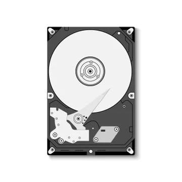 Hard disk drive HDD isolated on white background, vector illustration Stock Illustration