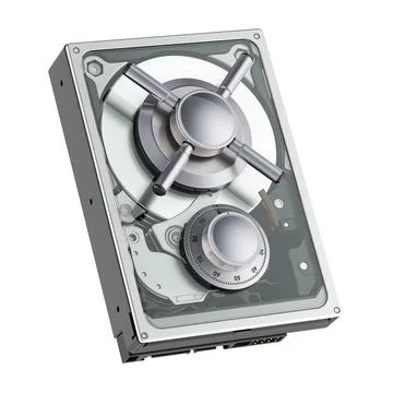 Hard Disk Drive HDD with safe combination lock, 3D rendering Stock Illustration