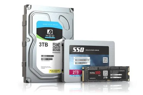 Hard disk drive hdd, solid state drive ssd and ssd m2 isolated on white. S... Stock Photos