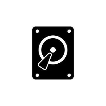 Hard Disk Drive, HDD Storage Solid Flat Vector Icon Isolated on White Backgro Stock Illustration