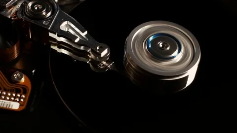 Hard disk drive (hdd) working open with moving head Stock Footage 80114724