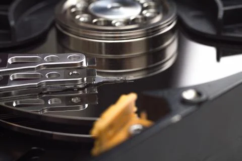 Hard disk drive head closeup Stock Photos