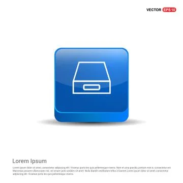 Hard disk drive icon  - 3d Blue Button Stock Illustration
