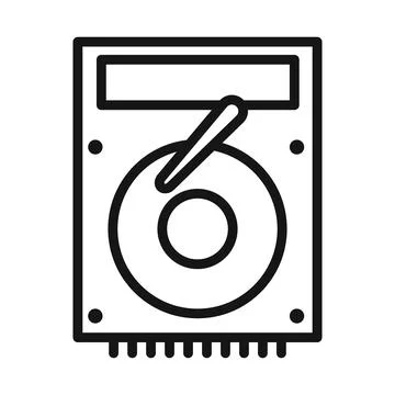 Hard disk drive icon Black line art vector Stock Illustration