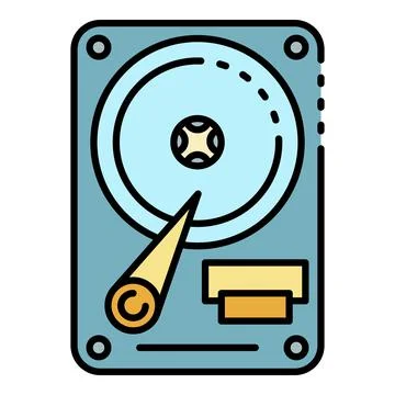 Hard disk drive icon color outline vector Stock Illustration