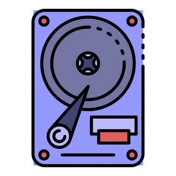 Hard disk drive icon color outline vector Stock Illustration