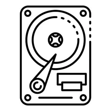 Hard disk drive icon, outline style Stock Illustration