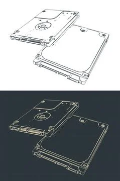 Hard disk drive illustrations Stock Illustration