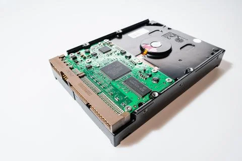 Hard disk drive internal components technology product studio close-up digi.. Stock Photos
