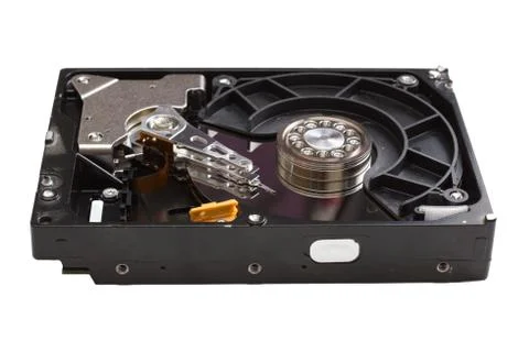 Hard disk drive open case isolated on white Stock Photos