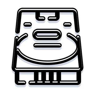 Hard disk drive outline black icon Stock Illustration