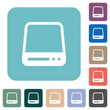 Hard disk drive rounded square flat icons Stock Illustration