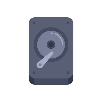 Hard disk drive spinning platter with read write head accessing data icon Stock Illustration