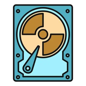 Hard disk drive storing digital computer data icon Stock Illustration
