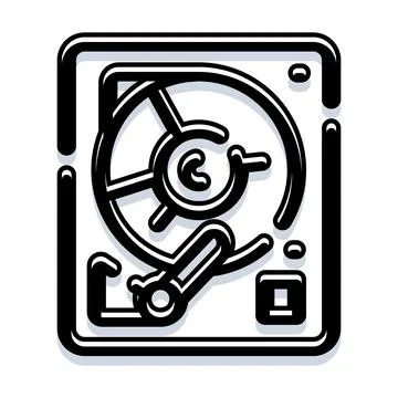 Hard disk drive storing digital data information technology Stock Illustration