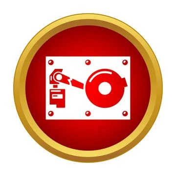 Hard disk drive vector icon inside red circle イラスト素材