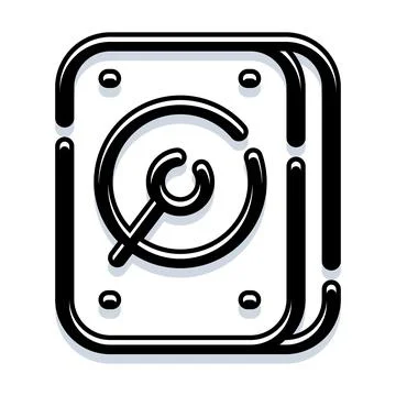 Hard disk drive with wrench icon for maintenance 스톡 일러스트