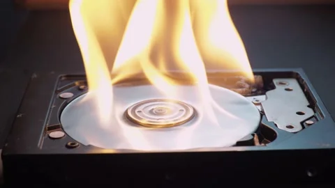 Hard disk failure, computer hdd on fire. technology crash concept. Video stock 171721922