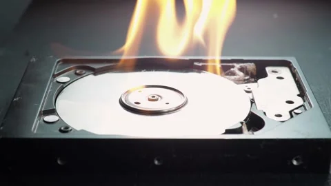 Hard disk failure, computer hdd on fire. technology crash concept. Video stock 171721928