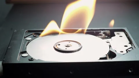 Hard disk failure, computer hdd on fire. technology crash concept. Video stock 171721961