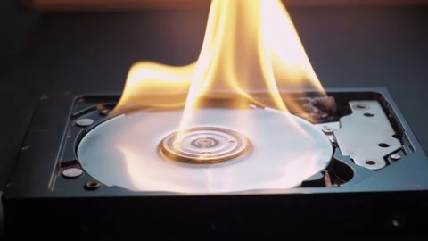 Hard disk failure, computer hdd on fire. technology crash concept. Video stock 171721972