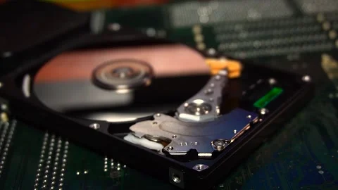 Hard disk failure, computer hdd on fire, burning in flames, data loss and Video stock 306539054