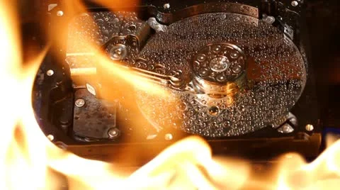 Hard disk on fire Stock Footage 10767275