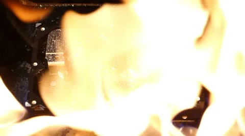 Hard disk on fire Stock Footage 10767280