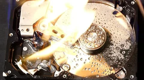 Hard disk on fire Stock Footage 10767581