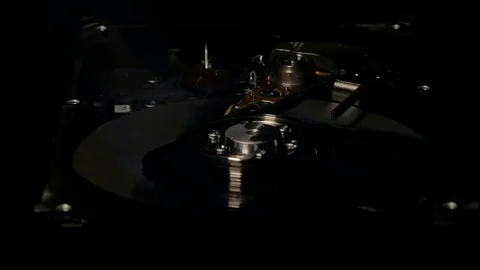 Hard disk  in flames in dark room. Data and business lost Stock Footage 73688994