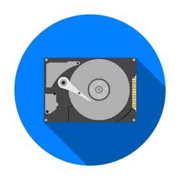 Hard disk icon in flat style isolated on white background. Personal computer Stock Illustration