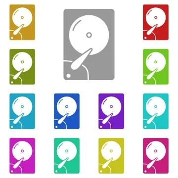 Hard disk icon in multi color. Simple glyph vector of Technology set for UI a Illustrazione stock