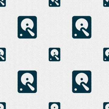 Hard disk icon sign. Seamless pattern with geometric texture. Vector Stockillustratie