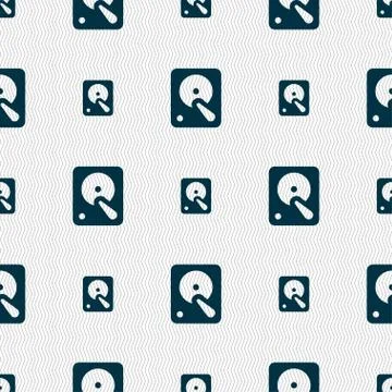 Hard disk icon sign. Seamless pattern with geometric texture. Vector Stockillustratie