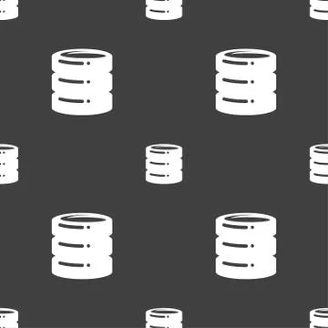 Hard disk icon sign. Seamless pattern on a gray background. イラスト素材